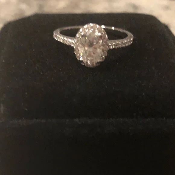 New Certified 1ct. Oval Cut Diamond Moissanite Engagement Ring - Picture 4 of 12